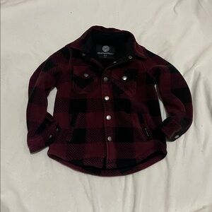 Weatherproof Black and Red Sherpa Lined Fleece Flannel shirt jacket Kids 4/5